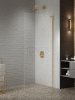 NEW TRENDY Kabina prysznicowa NESTA GOLD BRUSHED WALK-IN U 80x200 szkło czyste 8mm Active Shield 2.0 - WSPORNIK KĄTOWY K-1739-WL